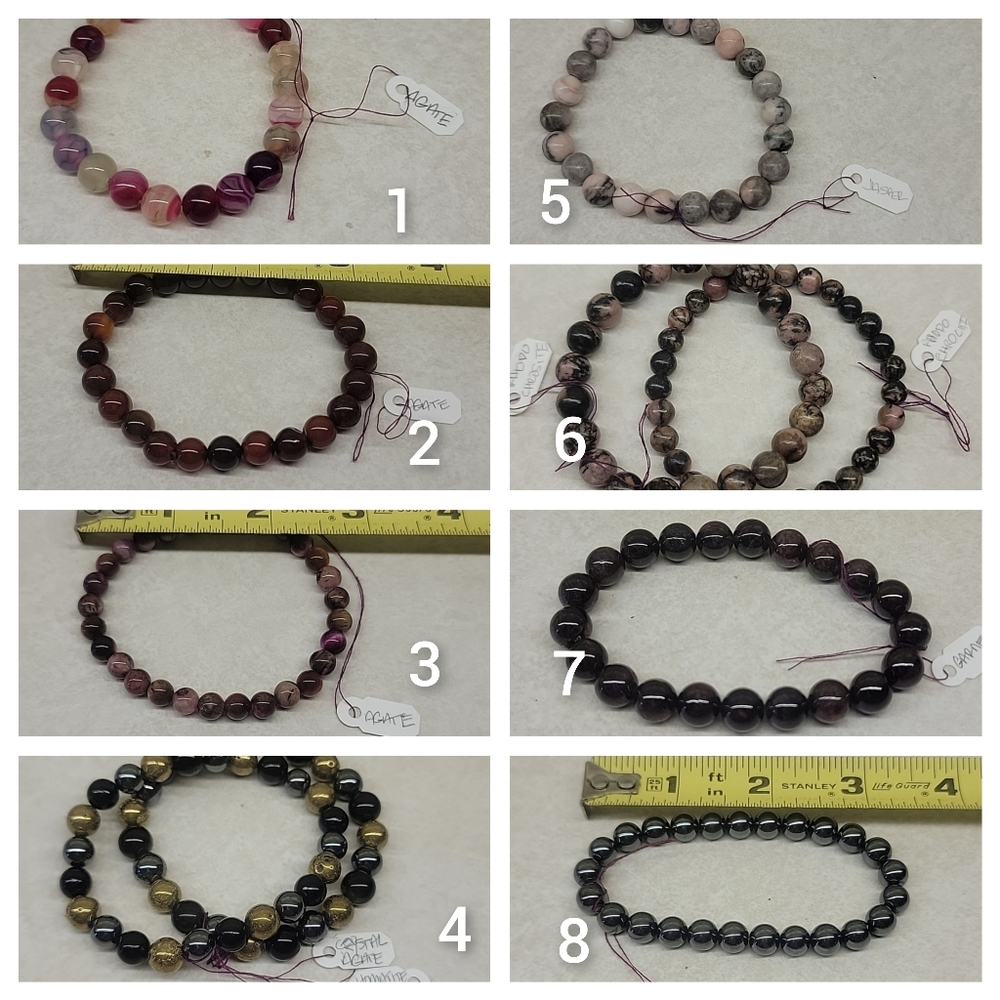 Stone bracelets, $10 each